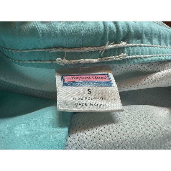 Vineyard Vines Mens Swim Trunks Light Blue with Orange Logo Size Small - Picture 3 of 4